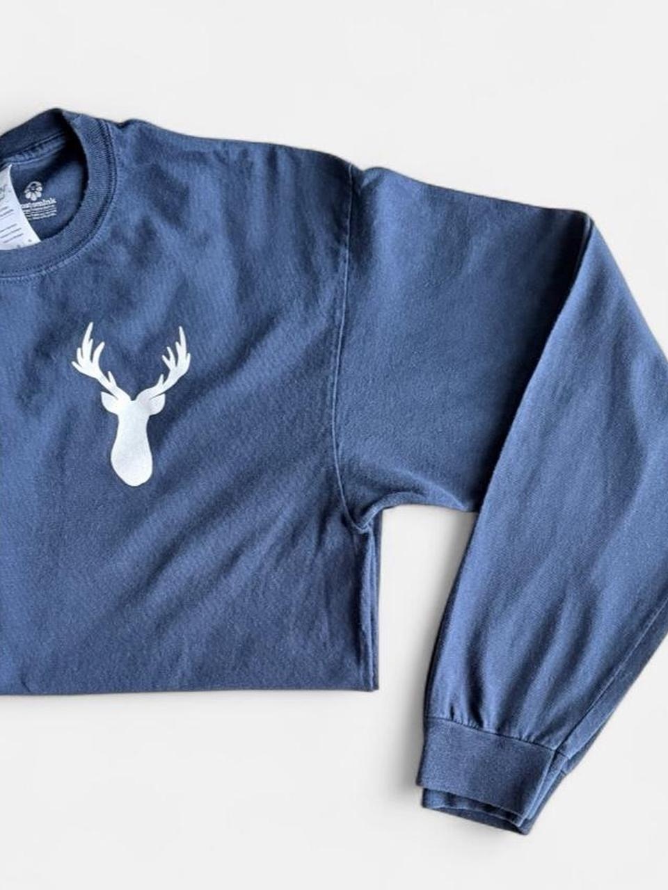 Men's Navy Crewneck Sweatshirt With White Deer Logo
